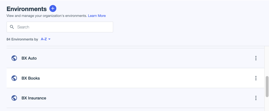 A screenshot of the Environments page showing the BX Books environment after recovery.