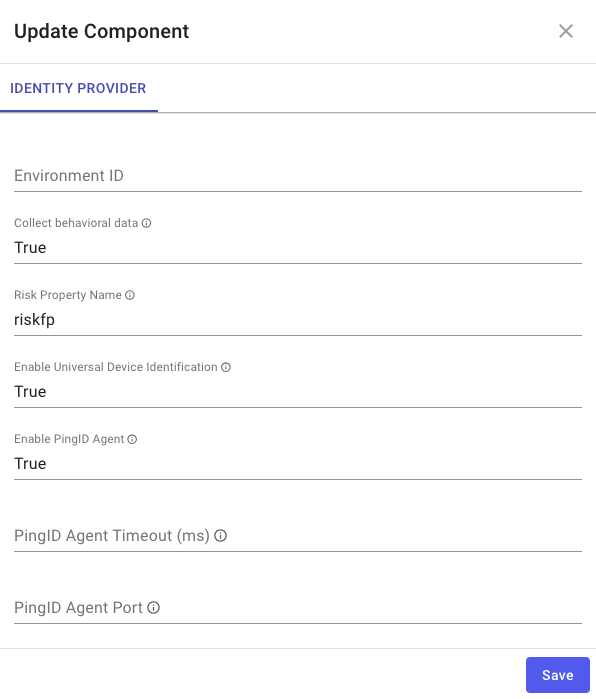 Screen capture of component settings for skrisk