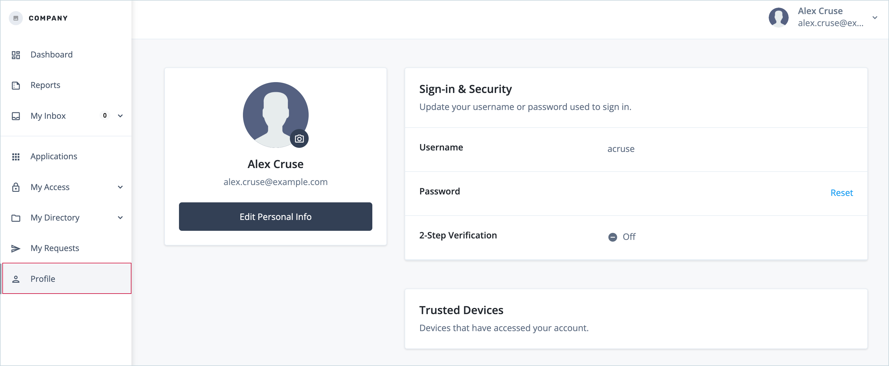 End User Profile Page