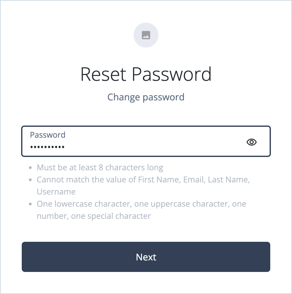 Reset Password page
