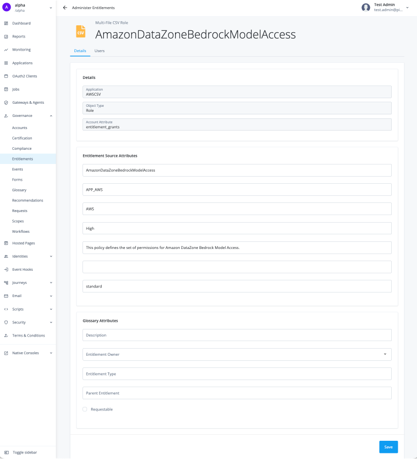 The entitlement details page.