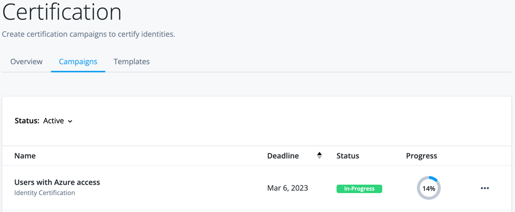 Administration of campaigns in Identity Governance.