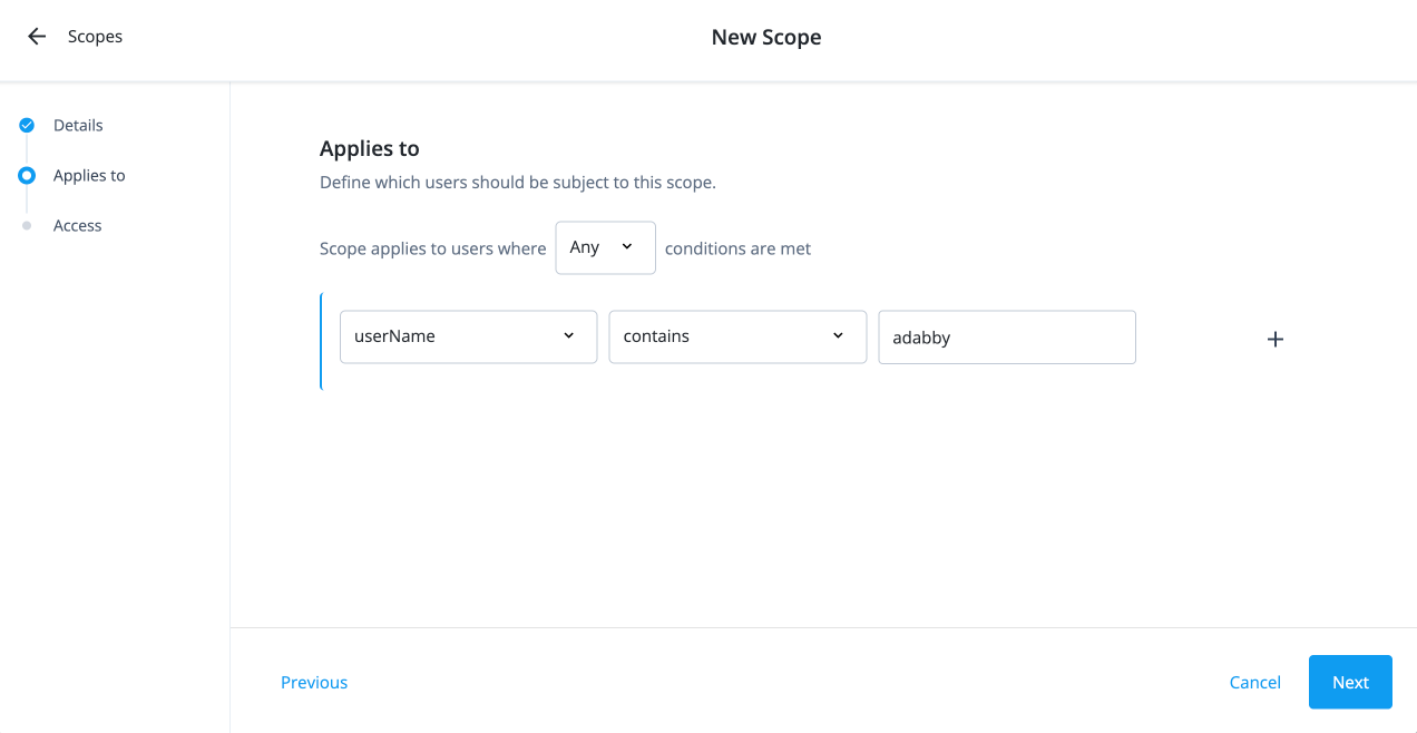 Scope `applies to` page defining the user to which the scope applies.