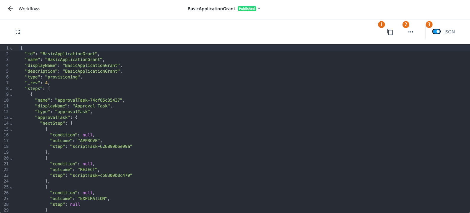 The workflow JSON UI.