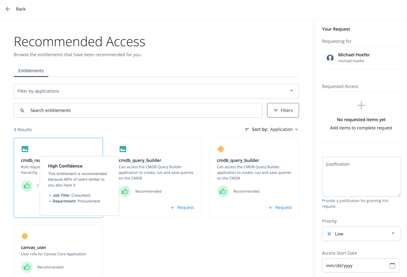 Recommended access with confidence icons.