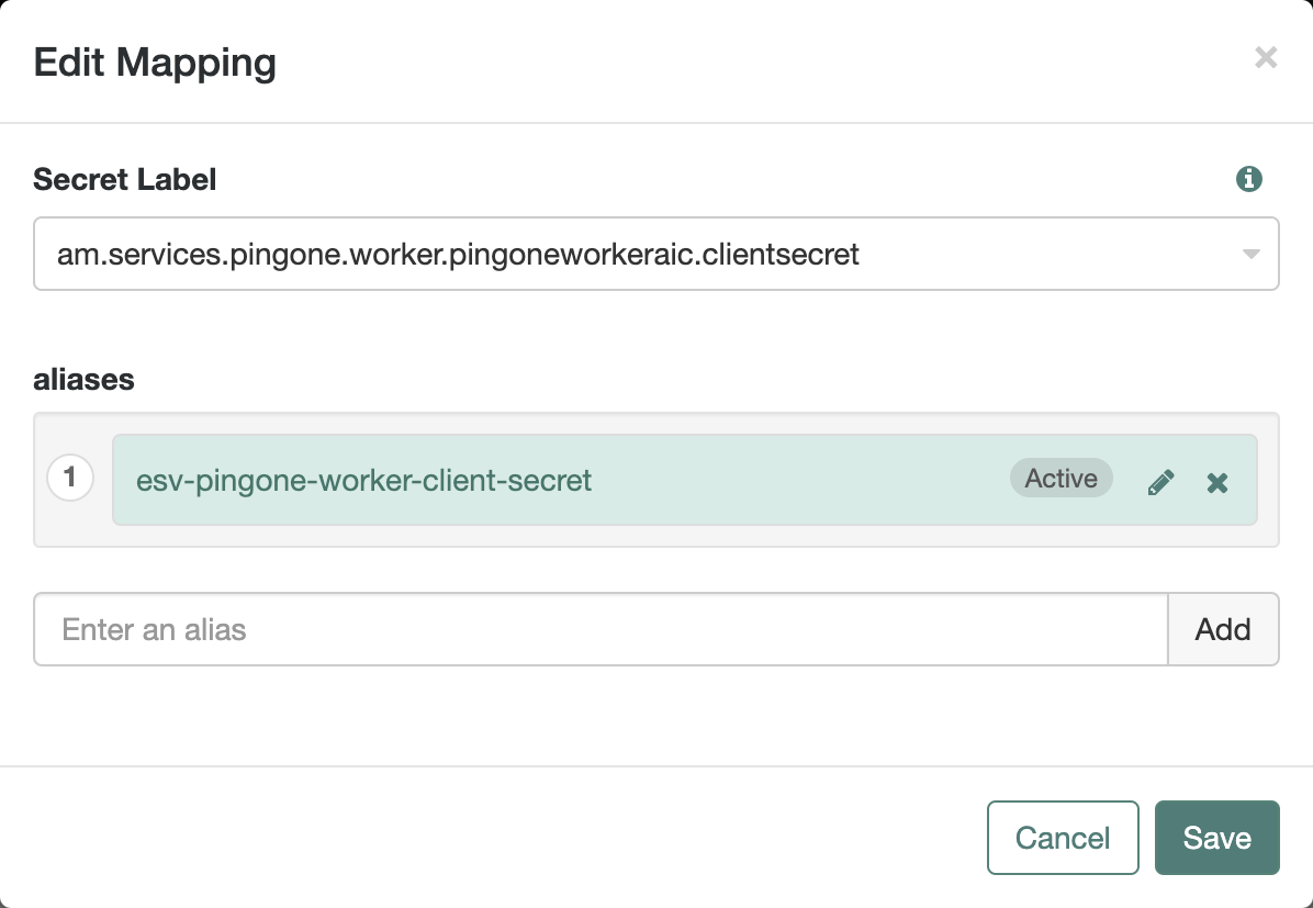 Example mapping of the Client Secret Label Identifier value.