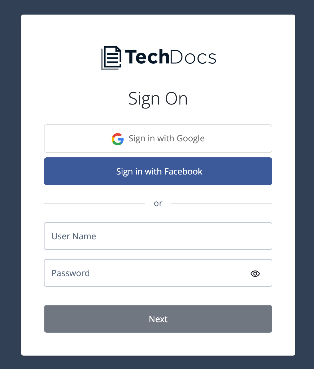 Sign on with self service