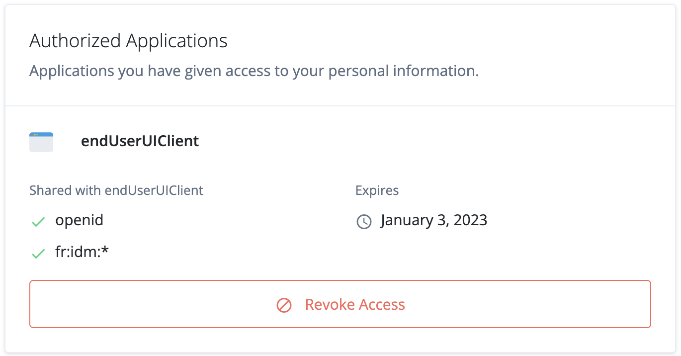 Revoke client application access through the Advanced Identity Cloud end-user UI.