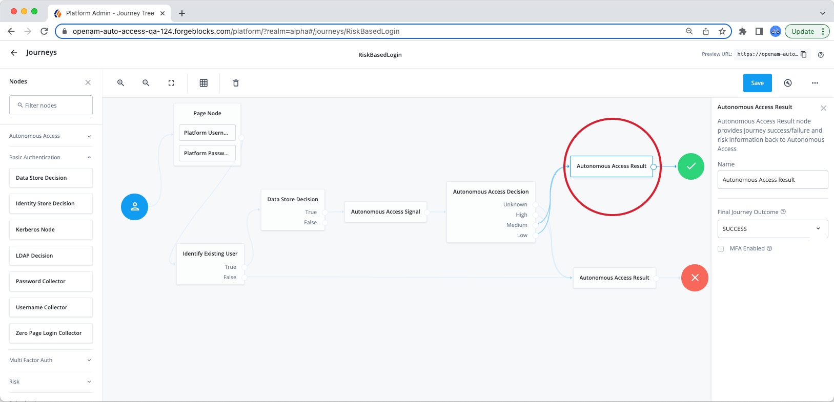 auto access result node