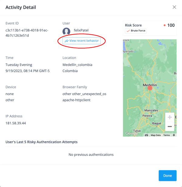 auto access risk normal view activity detail