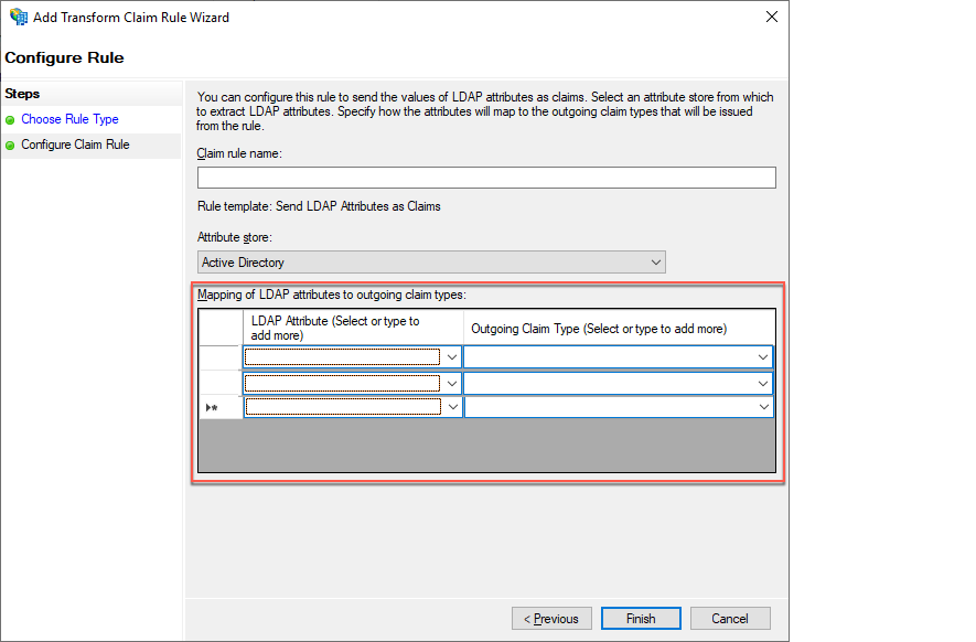 federation map ldap attributes