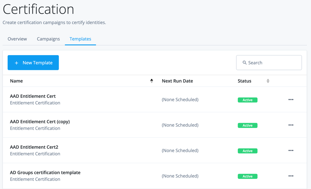 governance templates tab