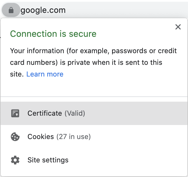 browser ssl padlock info