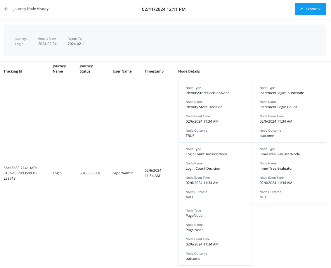 reports journey node history