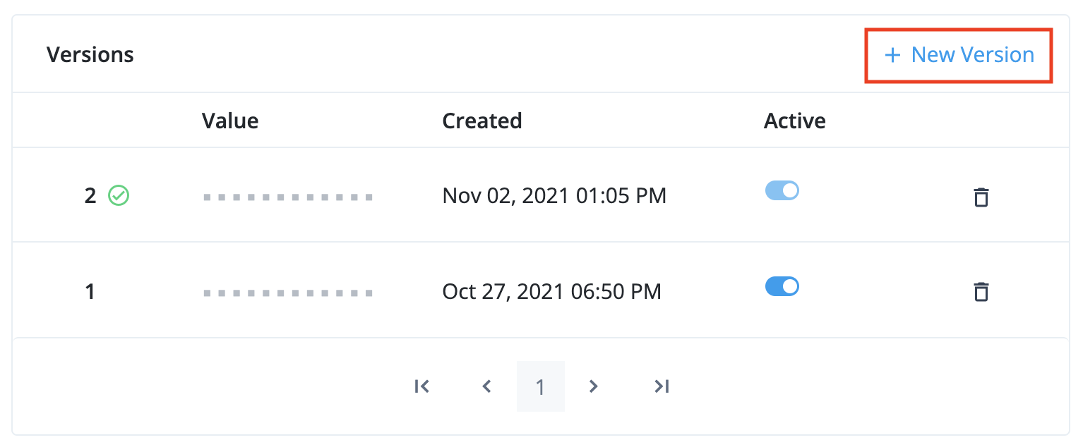 idcloudui esv secrets manage versions