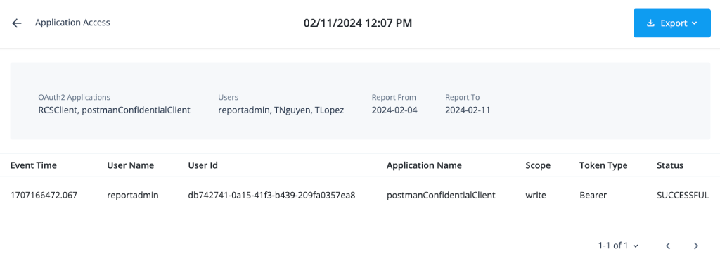 Application Access Report
