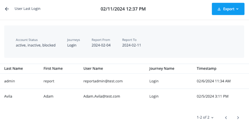 User Last Login Report