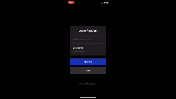 Authentication on the Keyless mobile app