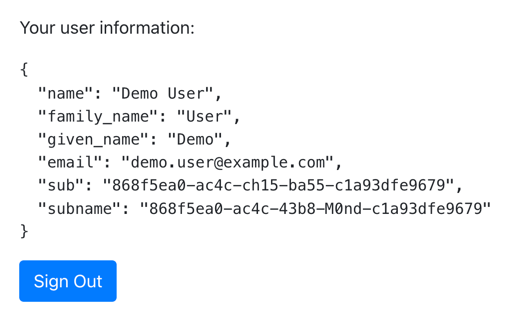 Successful OAuth 2.0 authentication