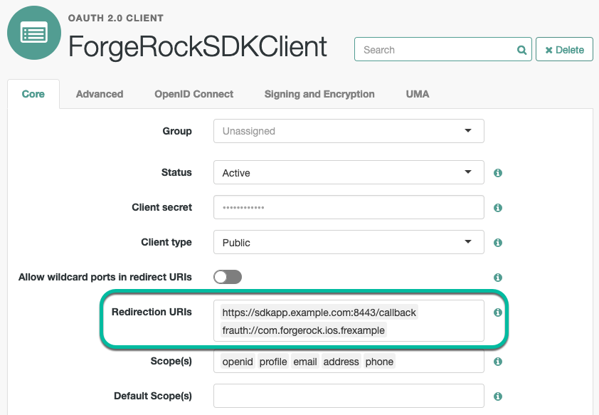 OAuth 2.0 Redirection URI