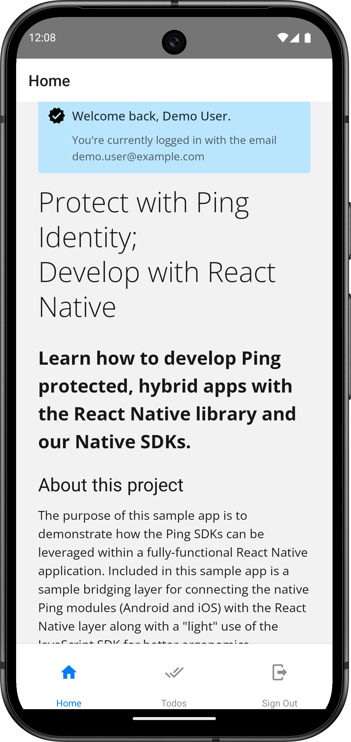 Displaying the user’s profile information