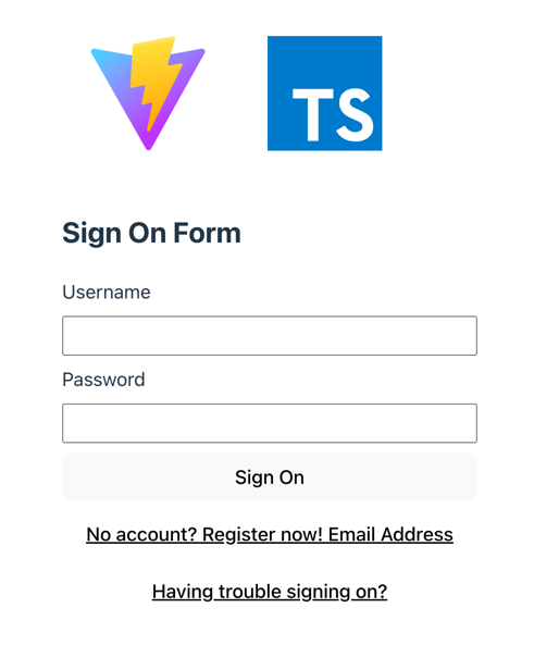 The login page of the JavaScript DaVinci client sample.