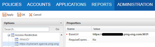 A screen capture of CyberArk access restrictions settings