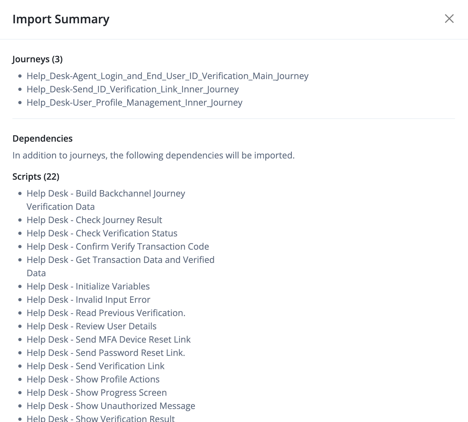 A screenshot of the Import journeys dialog showing the Phase 2 journeys listed for import.