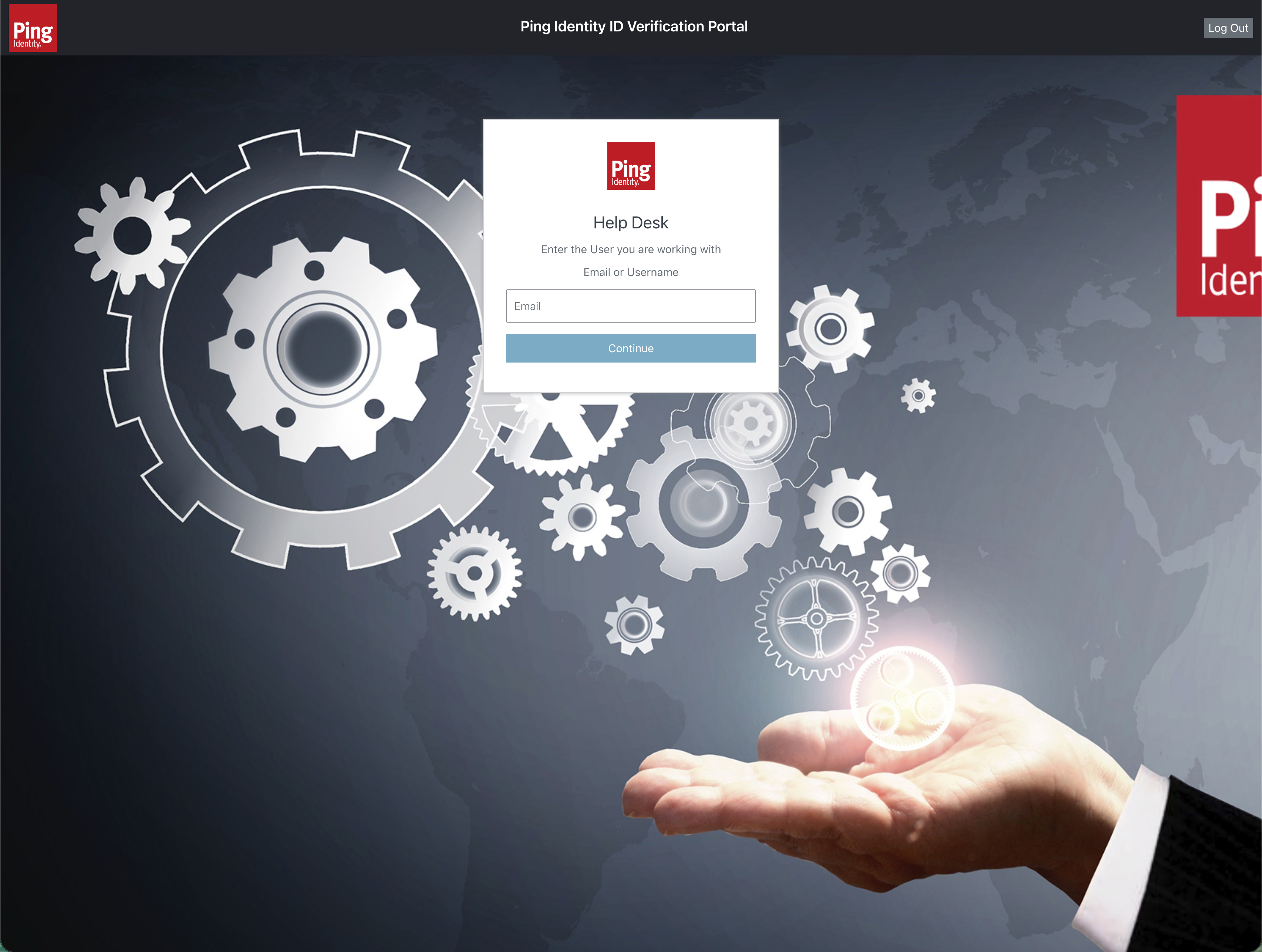 A screenshot of the Help Desk page with an email address field and a Continue button.