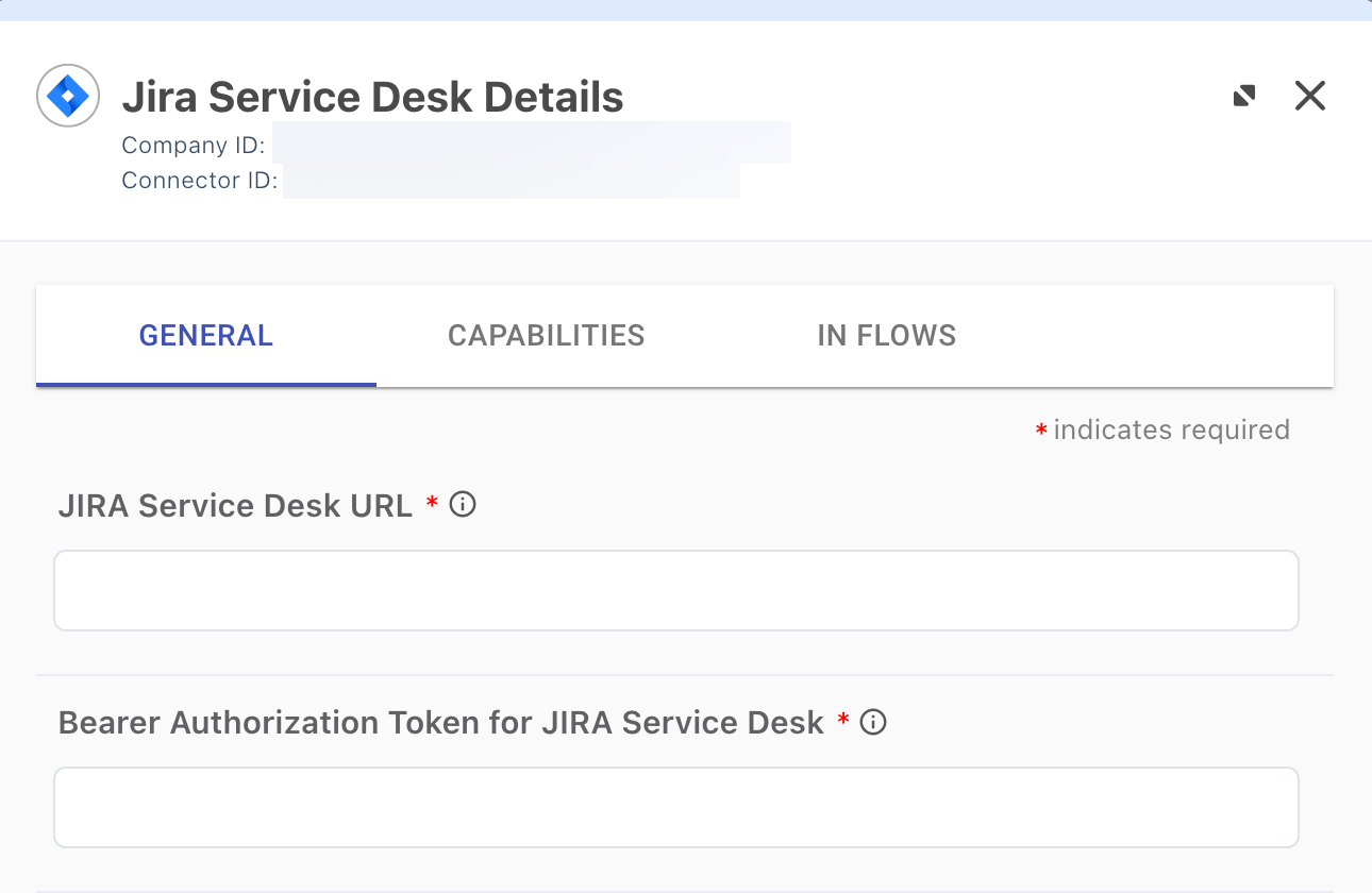 A screenshot of the Jira Service Desk Details modal.