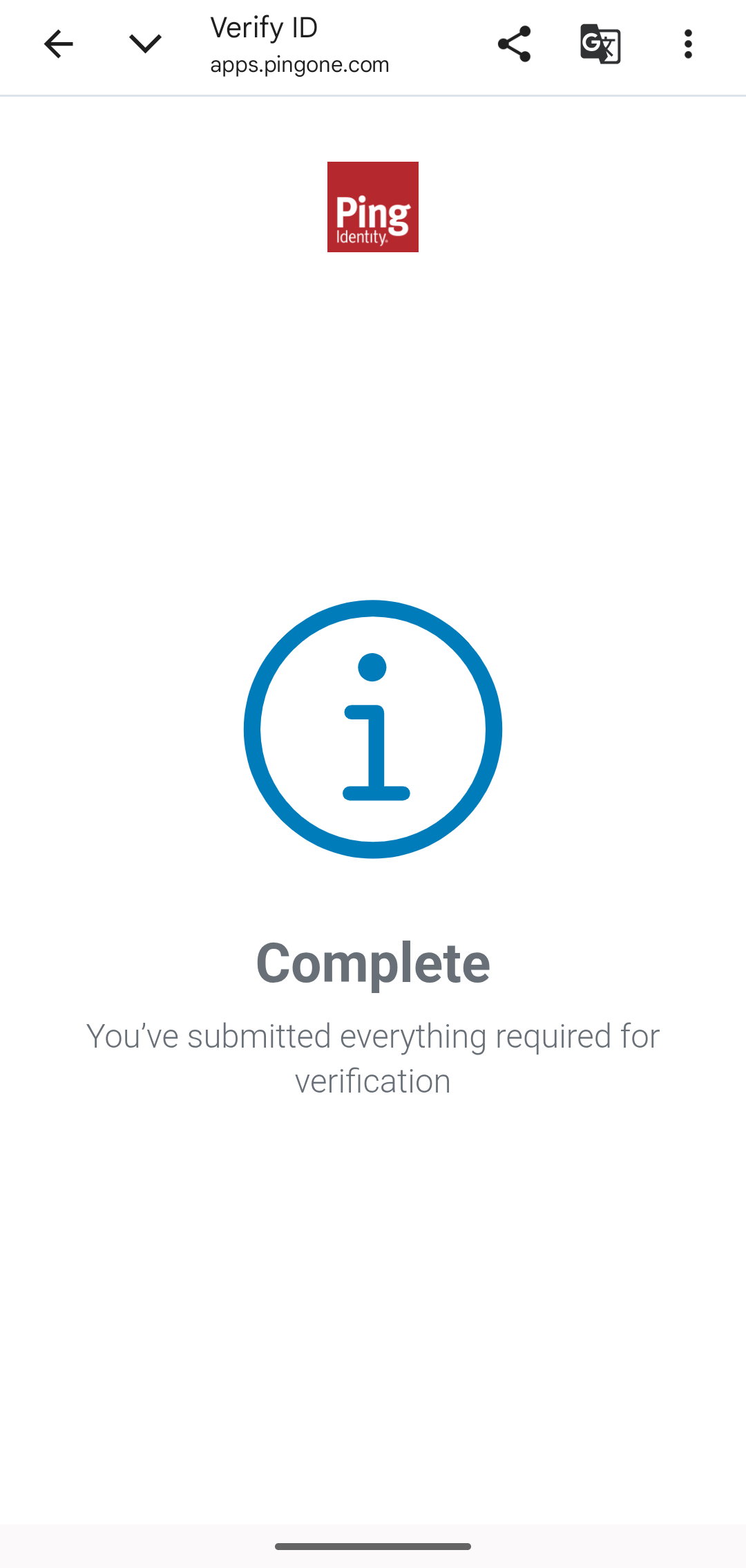 A screenshot of the Complete screen on a mobile device.