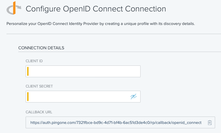 Screen capture of the Configure OpenID Connect Connection window showing the required Client ID and Client Secret fields.