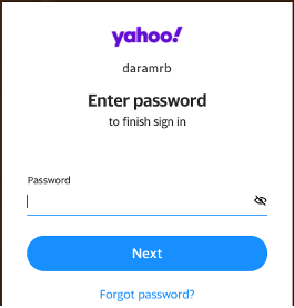 Screen capture of the Yahoo sign on page